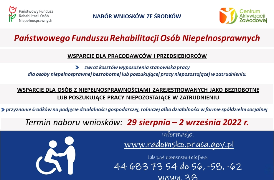 Nabór wniosków o przyznanie wsparcia ze środków Państwowego Funduszu Rehabilitacji Osób Niepełnosprawnych