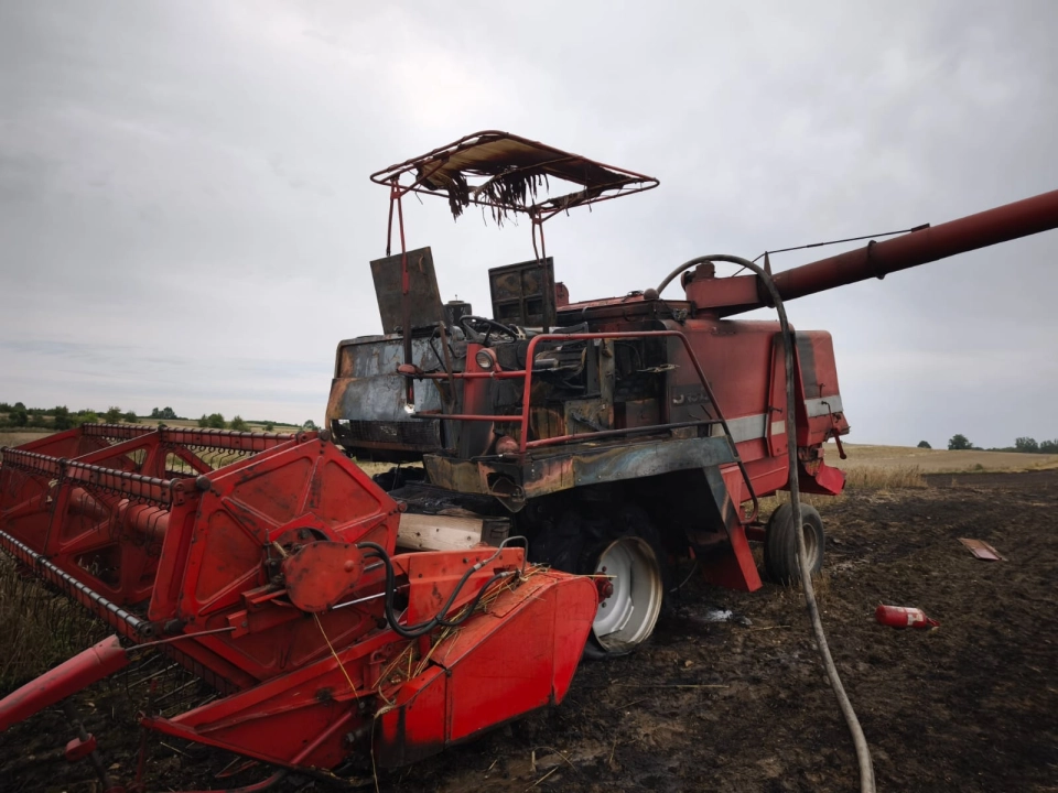 Pożar kombajnu w Strzałkowie