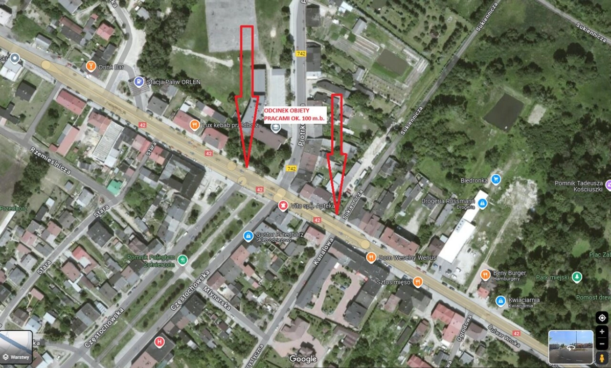 100 metrów DK42 w Przedborzu przejdzie remont