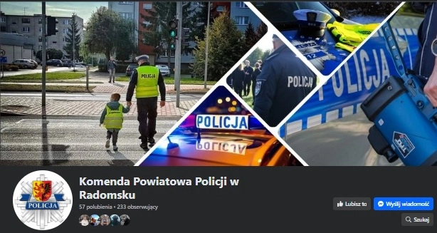 Komenda Powiatowa Policji w Radomsku zaprasza na swojego fanpage’a