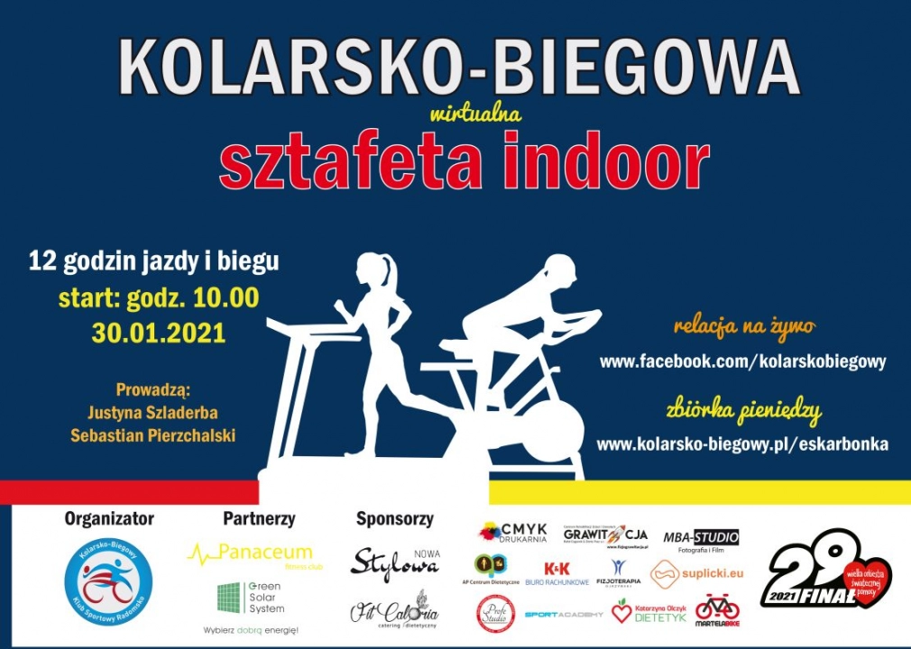 Kolarsko-Biegowa Sztafeta Indoor w Radomsko dla WOŚP
