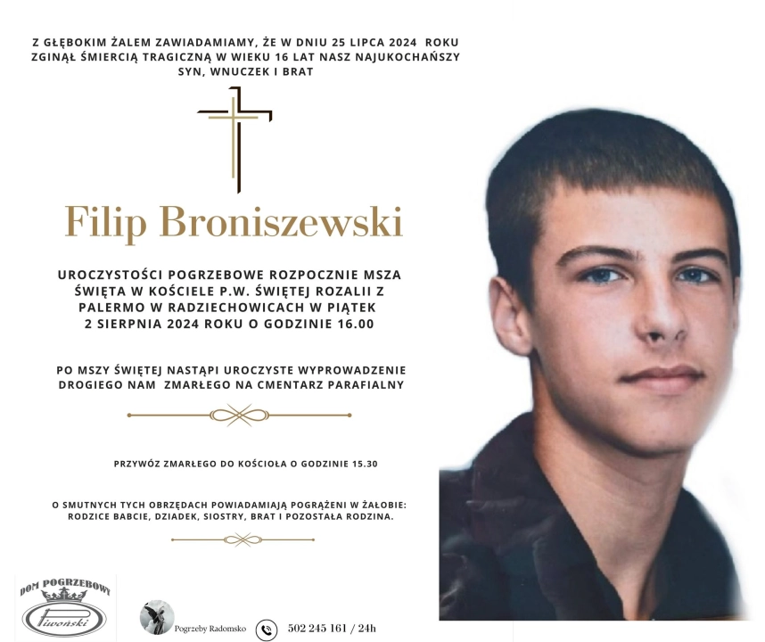 W piątek ostatnie pożegnanie Filipa Broniszewskiego