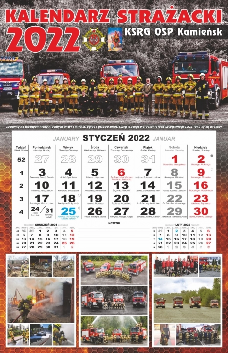 Gm. Kamieńsk: strażacy rozdadzą mieszkańcom kalendarze