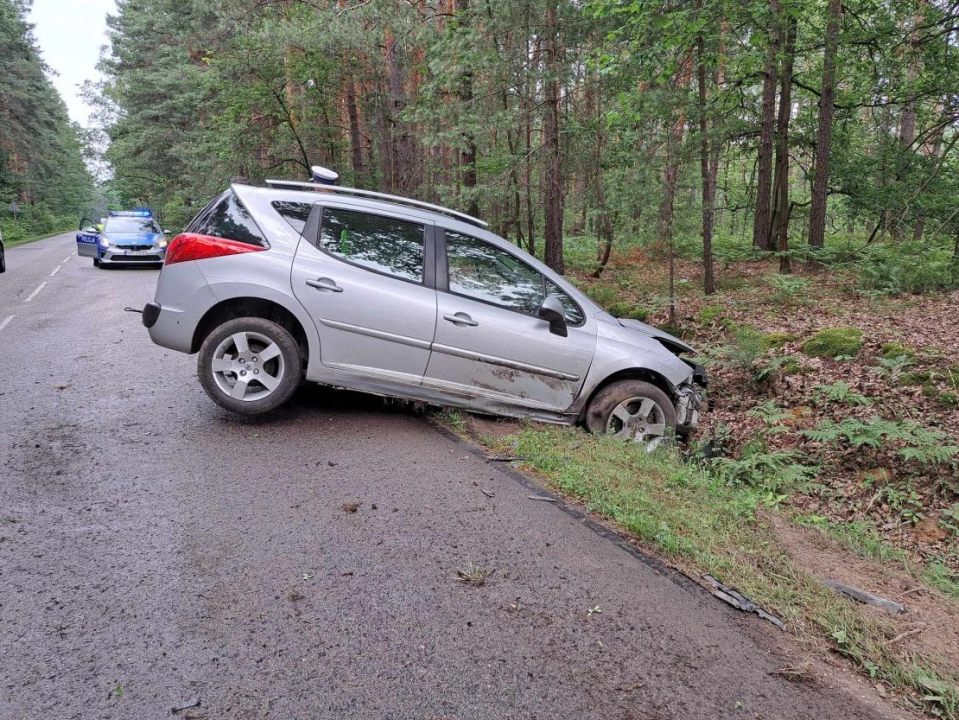 24-letni kierowca wjechał w drzewo. Prawdopodobnie nie dostosował prędkości do warunków panujących na drodze