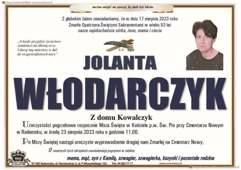Nie żyje policjantka Jolanta Włodarczyk