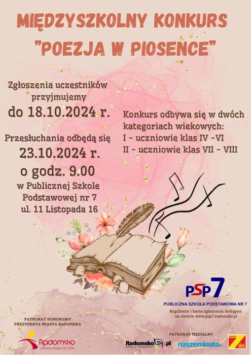 Zgłoszenia do Międzyszkolnego Konkursu Wokalnego „Poezja w piosence”