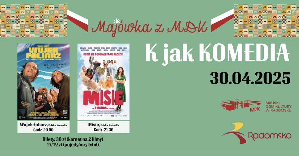 „Majówka z MDK” startuje filmowym wieczorem. W programie Wujek Foliarz i Misie