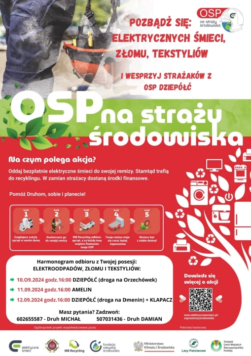 OSP na straży środowiska. Druhowie z OSP Dziepółć zbierają, elektrośmieci, złom i tekstylia