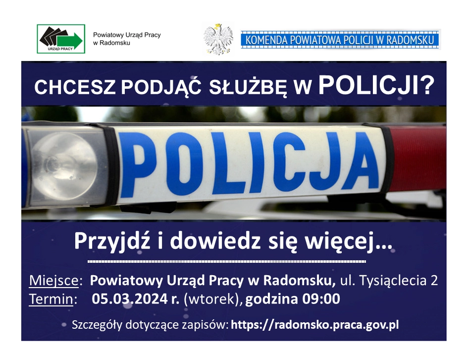 PUP w Radomsku zaprasza na kolejne spotkanie dla zainteresowanych służbą w Policji
