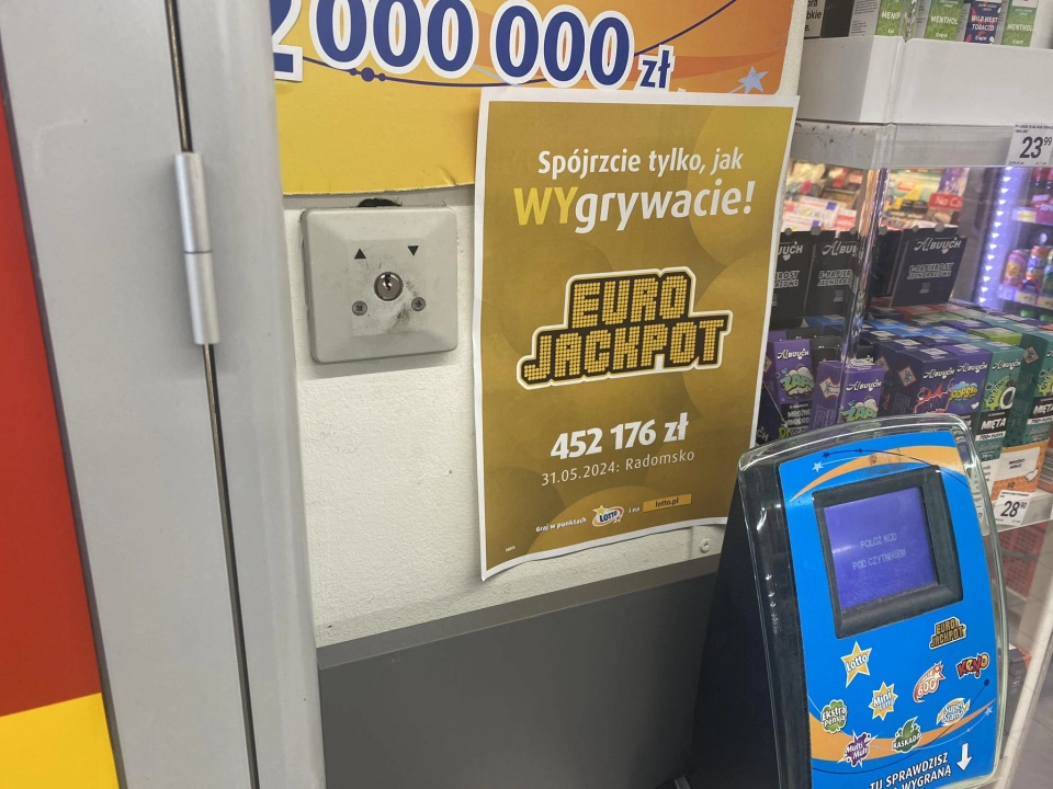 Jedyne 12,50 zł i  wygrana 452 176 zł w Eurojackpot w Radomsku