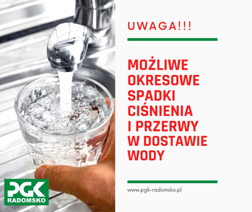PGK: Od wtorku do czwartku możliwe przerwy w dostawie wody