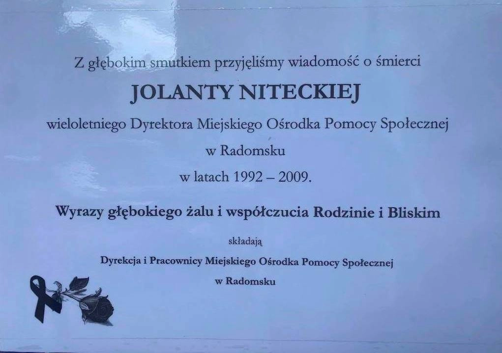 Zmarła Jolanta Nitecka, wieloletnia dyrektorka MOPS w Radomsku