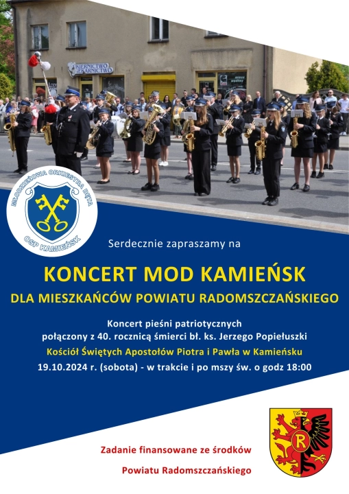 Koncert Młodzieżowej Orkiestry Dętej OSP Kamieńsk z okazji 40. rocznicy śmierci bł. ks. Jerzego Popiełuszki