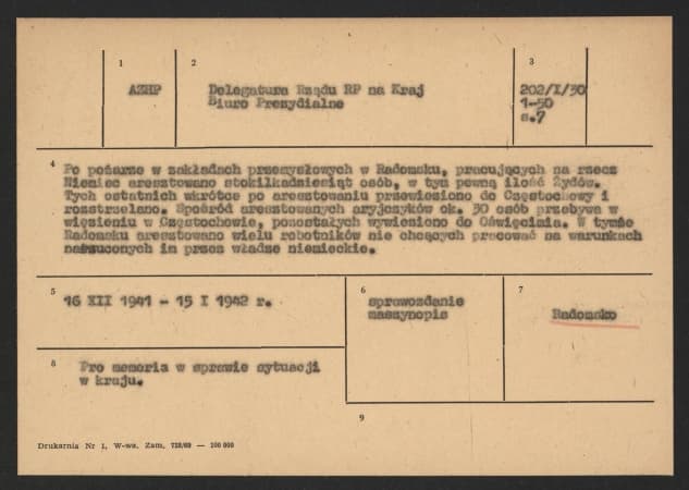 Katalog egzekucji i strat wojennych z lat 1939-1945 w Radomsku i okolicy