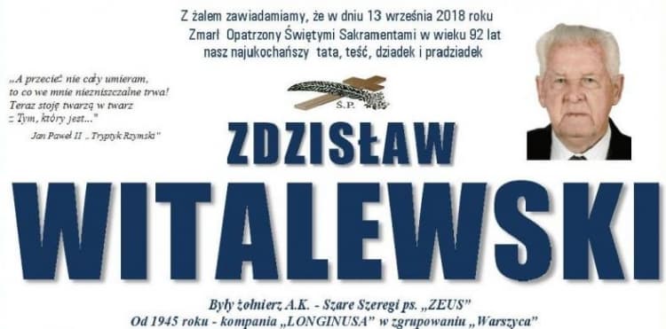 Pożegnają Zdzisława Witalewskiego