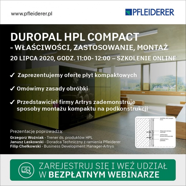 Szkolenie online Duropal HPL Compact. Firma Korner zaprasza na webinar 20 lipca
