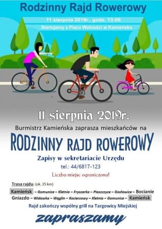 Zaproszenie na Rodzinny Rajd Rowerowy w Kamieńsku