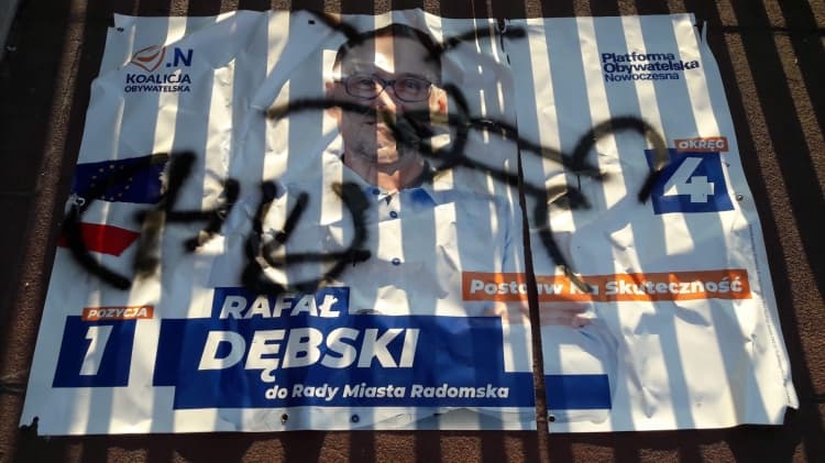 Zniszczono banery wyborcze kandydata Koalicji Obywatelskiej