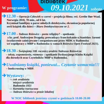 MBP w Radomsku zaprasza na Noc Bibliotek