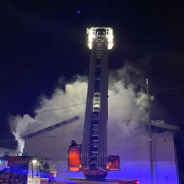 [WIDEO] Pożar w Bloku Dobryszyce. Strażacy walczyli z ogniem w zakładzie stolarskim