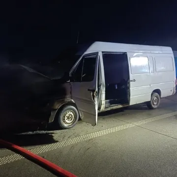 Pożar samochodu dostawczego na A1