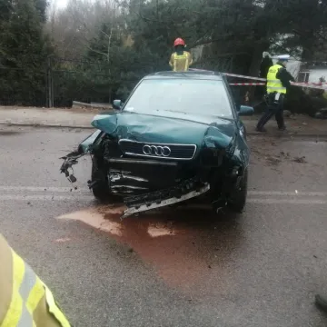 Wypadek w Rożnach. Kierująca audi uderzyła w drzewo