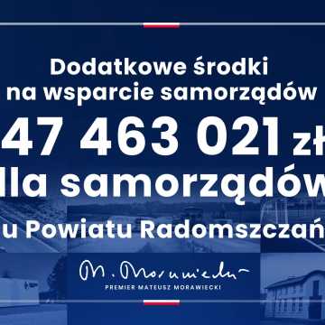 Blisko 48 mln złotych dla samorządów z powiatu radomszczańskiego