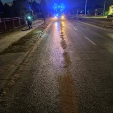 Strażacy usuwali plamę ropopochodną w Dobryszycach