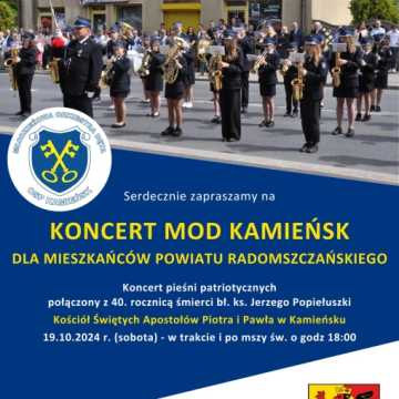 Koncert Młodzieżowej Orkiestry Dętej OSP Kamieńsk z okazji 40. rocznicy śmierci bł. ks. Jerzego Popiełuszki