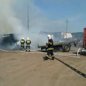Pożar podkładów kolejowych w Kamieńsku