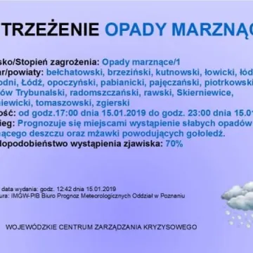 Ostrzeżenie meteorologiczne: marznące opady