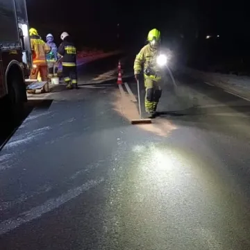 Plama ropopochodna na drodze. Interweniowali strażacy