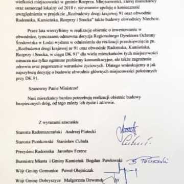 Prezydent Jarosław Ferenc podpisał apel ws. obwodnicy 