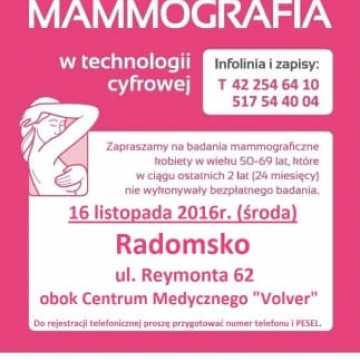 Bezpłatna mammografia w Radomsku