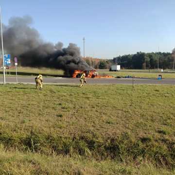 Pożar auta osobowego na MOP Słostowice