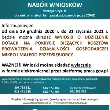PUP w Radomsku prowadzi nabór wniosków na pokrycie bieżącej działalności