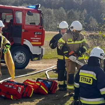 Strażackie manewry przy zalewie w Zakrzówku Szlacheckim