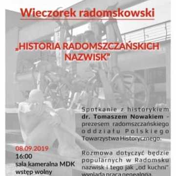 W Wieczorku Radomskowskim, tym razem o historii radomszczańskich nazwisk
