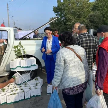 Poseł Anna Milczanowska rozdawała sadzonki z autografem pary prezydenckiej