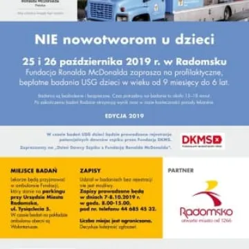 Fundacja Ronalda McDonalda przeprowadzi bezpłatne badania USG w Radomsku