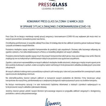 Firma „Press Glass” wydała oświadczenie w sprawie przebywających w zakładzie obywateli Włoch