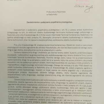 Radny Dębski pisze do prokuratury i PINB w sprawie terminala przeładunkowego