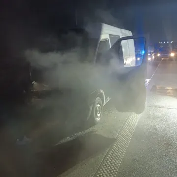 Pożar samochodu dostawczego na A1