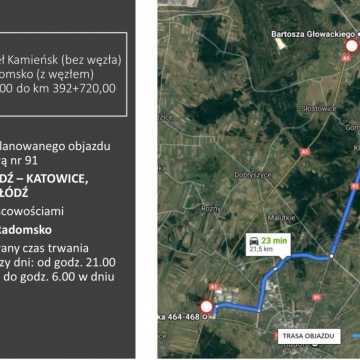 Zamkną 17 kilometrowy odcinek  DK1 Kamieńsk - Radomsko