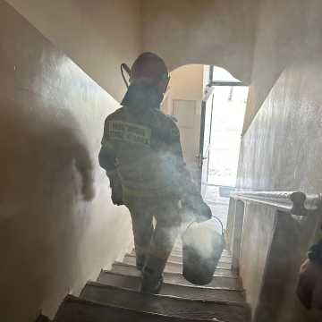 Strażacy na ćwiczeniach obiektowych w muzeum, a 50 metrów dalej doszło do pożaru