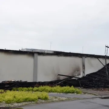 Pogorzelisko po markecie Lidl