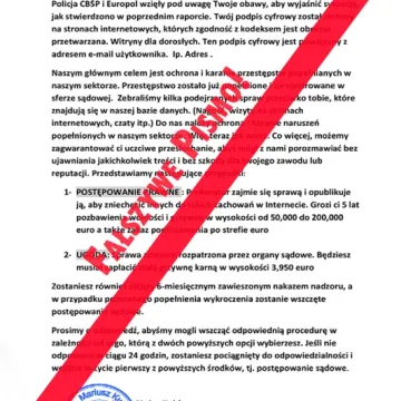 Uwaga na oszustów. Fałszywe maile podszywające się pod CBŚP