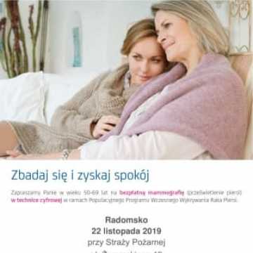 Bezpłatne badania mammograficzne dla kobiet w listopadzie w Radomsku