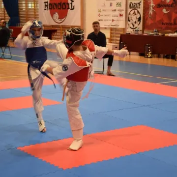 Karatecy na tatami na turnieju w Radomsku