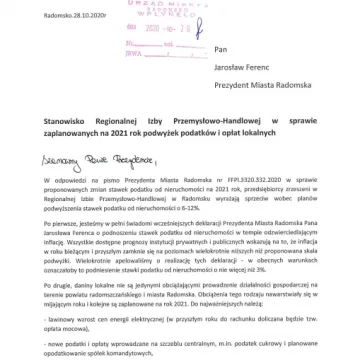 RIPH w Radomsku: prezydencie, nie podnoś podatków!